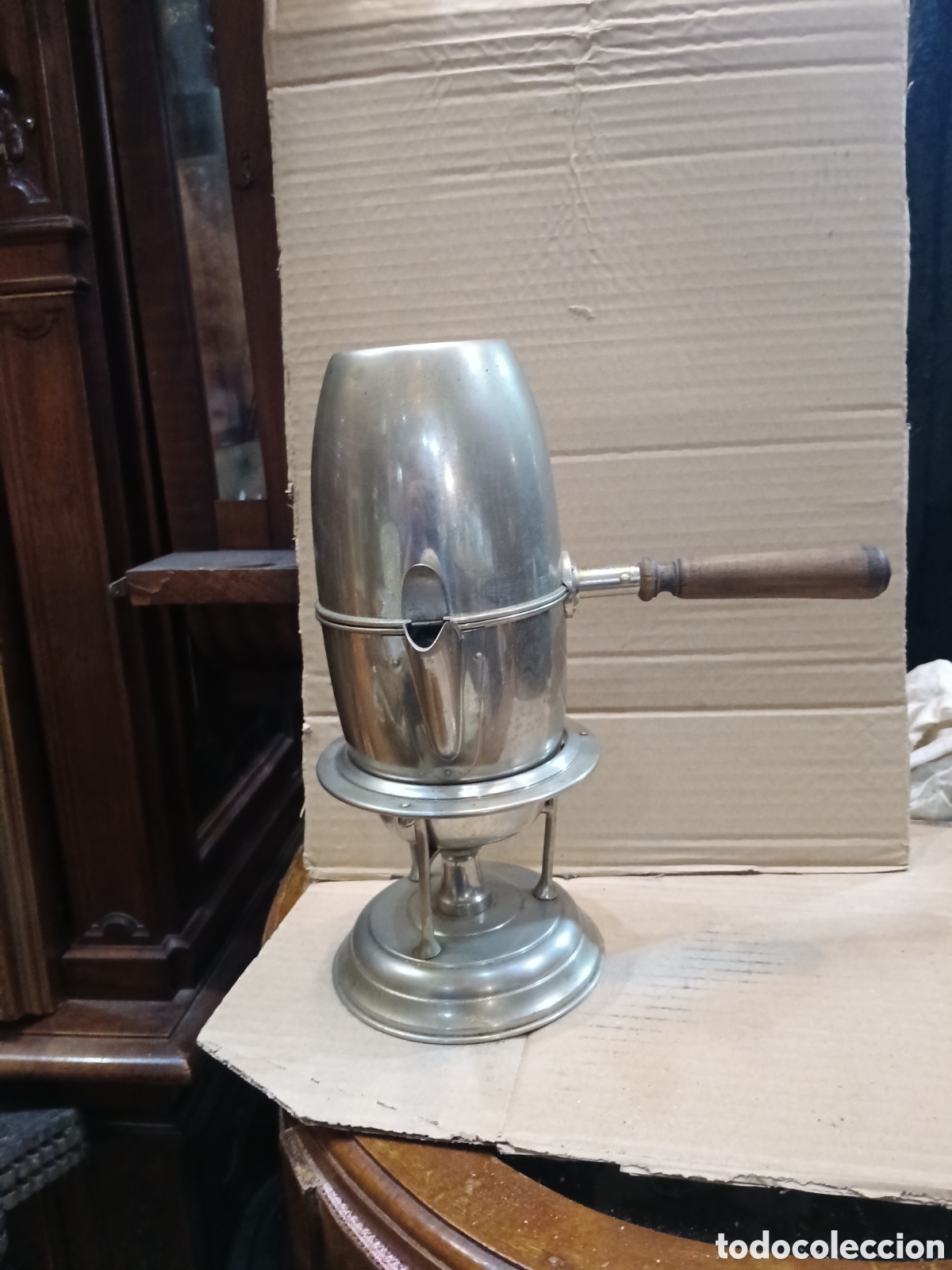 Vintage: Cafetera a&ntilde;os 50 pu&ntilde;o de madera