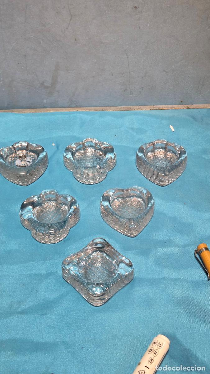 Vintage: 6 ceniceros de cristal indivuiduales