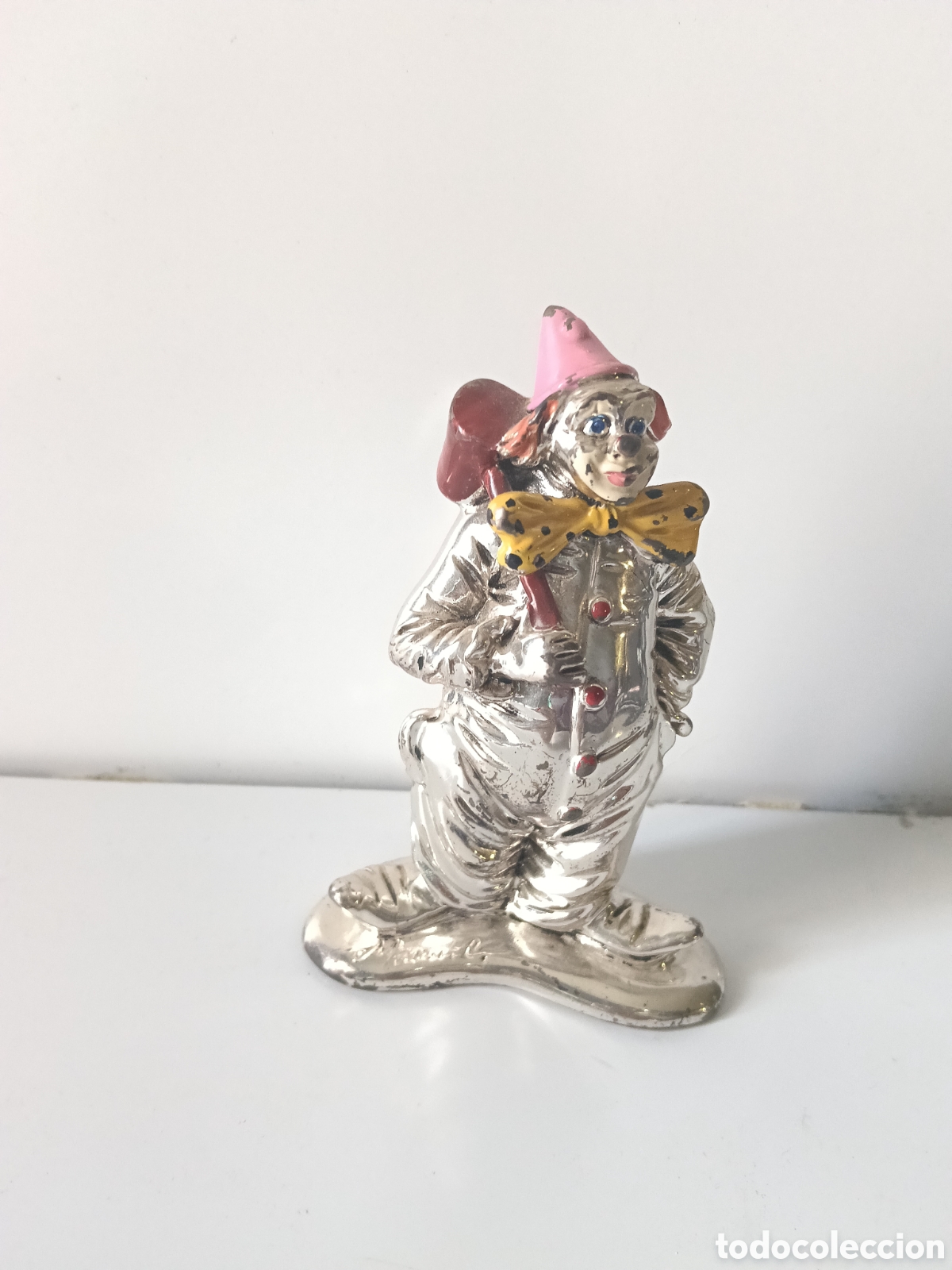 Vintage: Figura de payaso ba&ntilde;ada en plata 925.