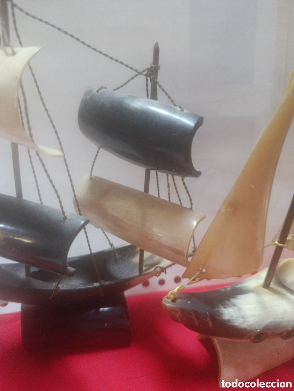 Vintage: Pareja de barcos de cuerno de vaca. - Foto 3