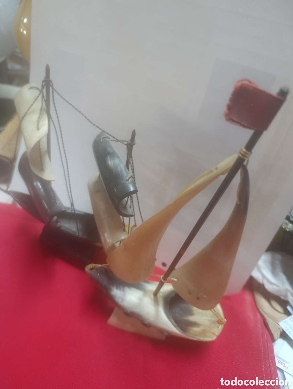 Vintage: Pareja de barcos de cuerno de vaca. - Foto 6