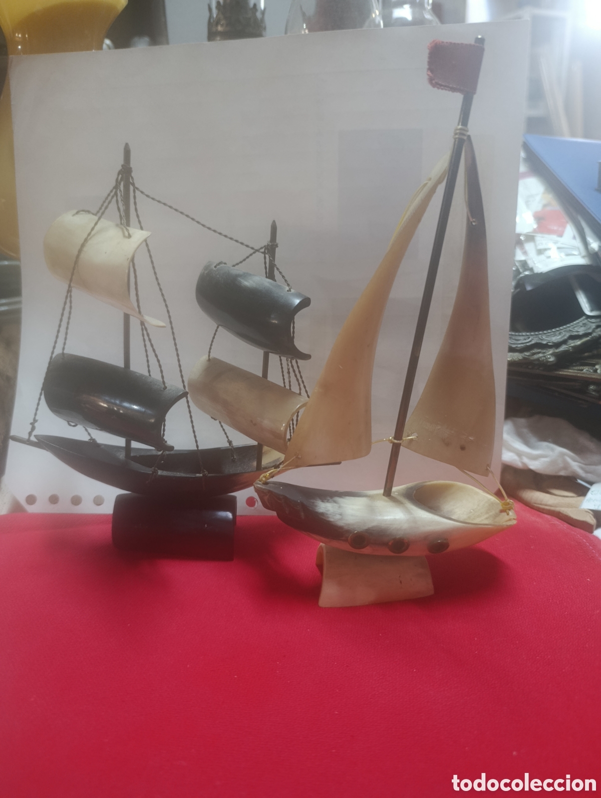 Vintage: Pareja de barcos de cuerno de vaca.