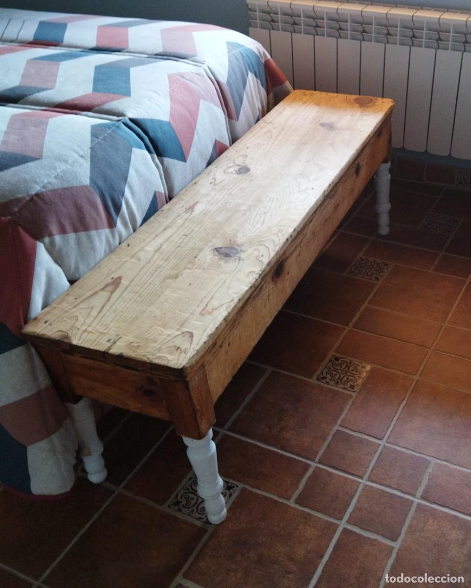 Vintage: Banco pie de cama en madera de pino