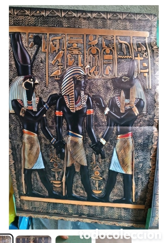 Vintage: print featuring an ancient Egyptian scene with deities and a pharaoh,