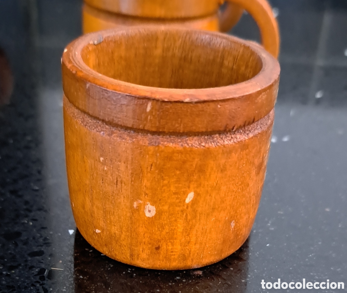 Vintage: JUEGO DE CAFE ARTESANAL - MADERA - Foto 23