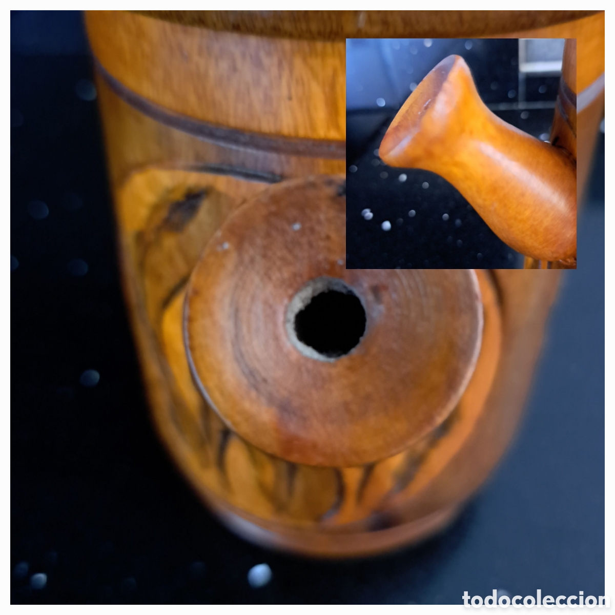 Vintage: JUEGO DE CAFE ARTESANAL - MADERA - Foto 14