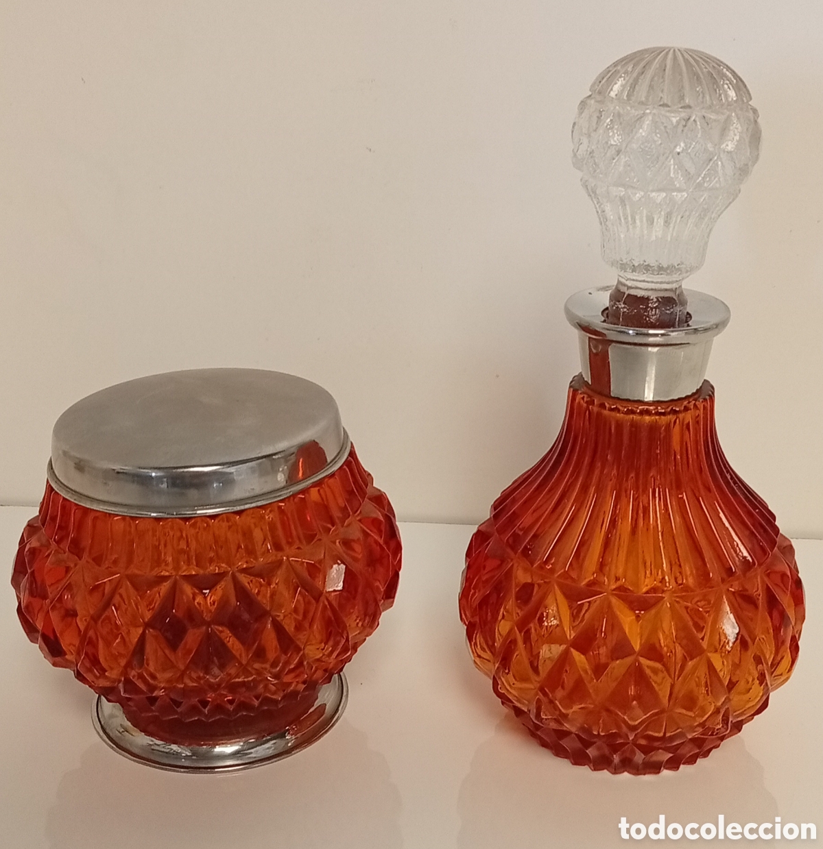Vintage: BOTES DE CRITAL TALLADOS NARANJA VITANGE