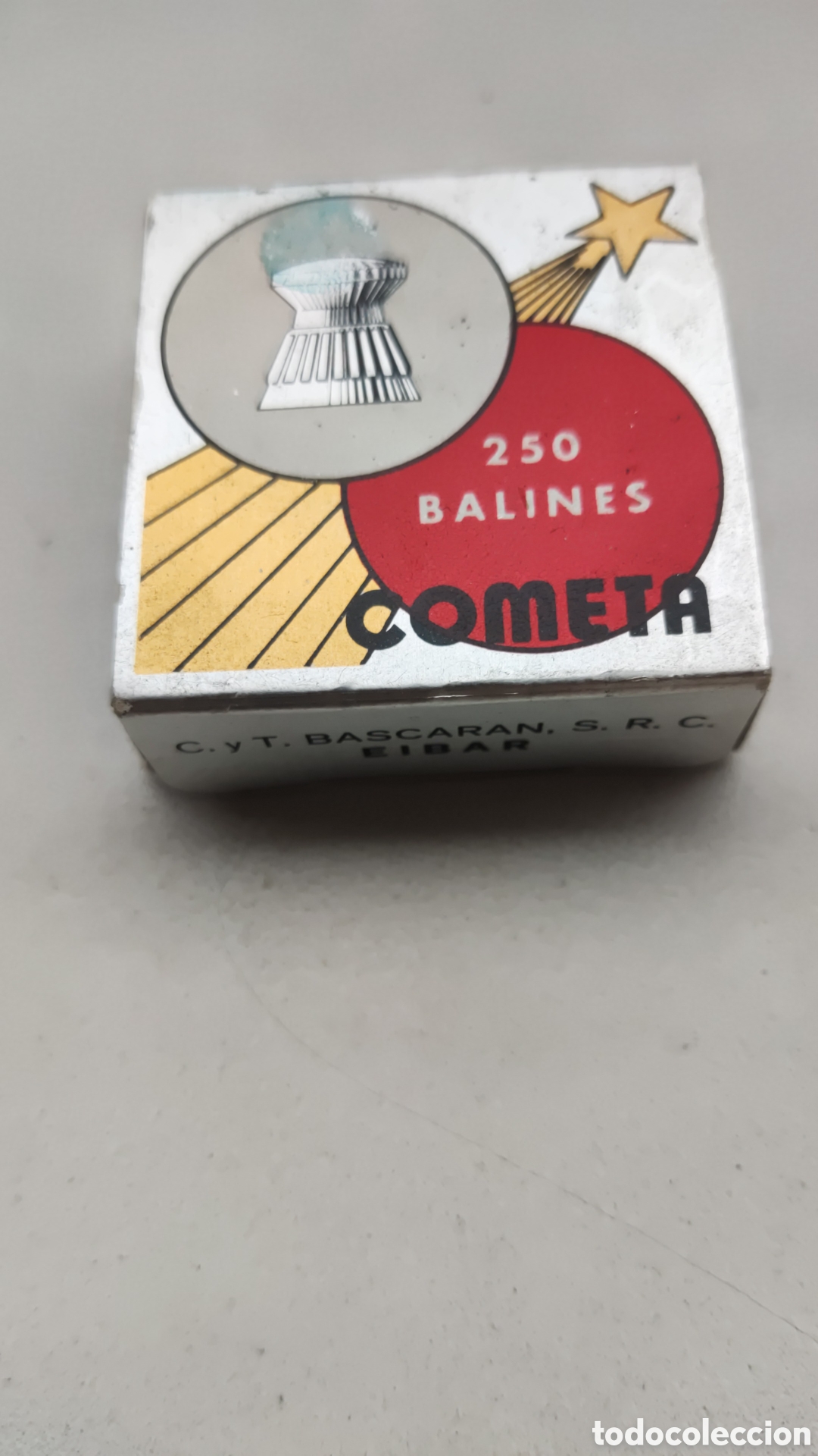 Vintage: Caja cart&oacute;n vintage 250 balines cometa 4,5mm de Eibar llena