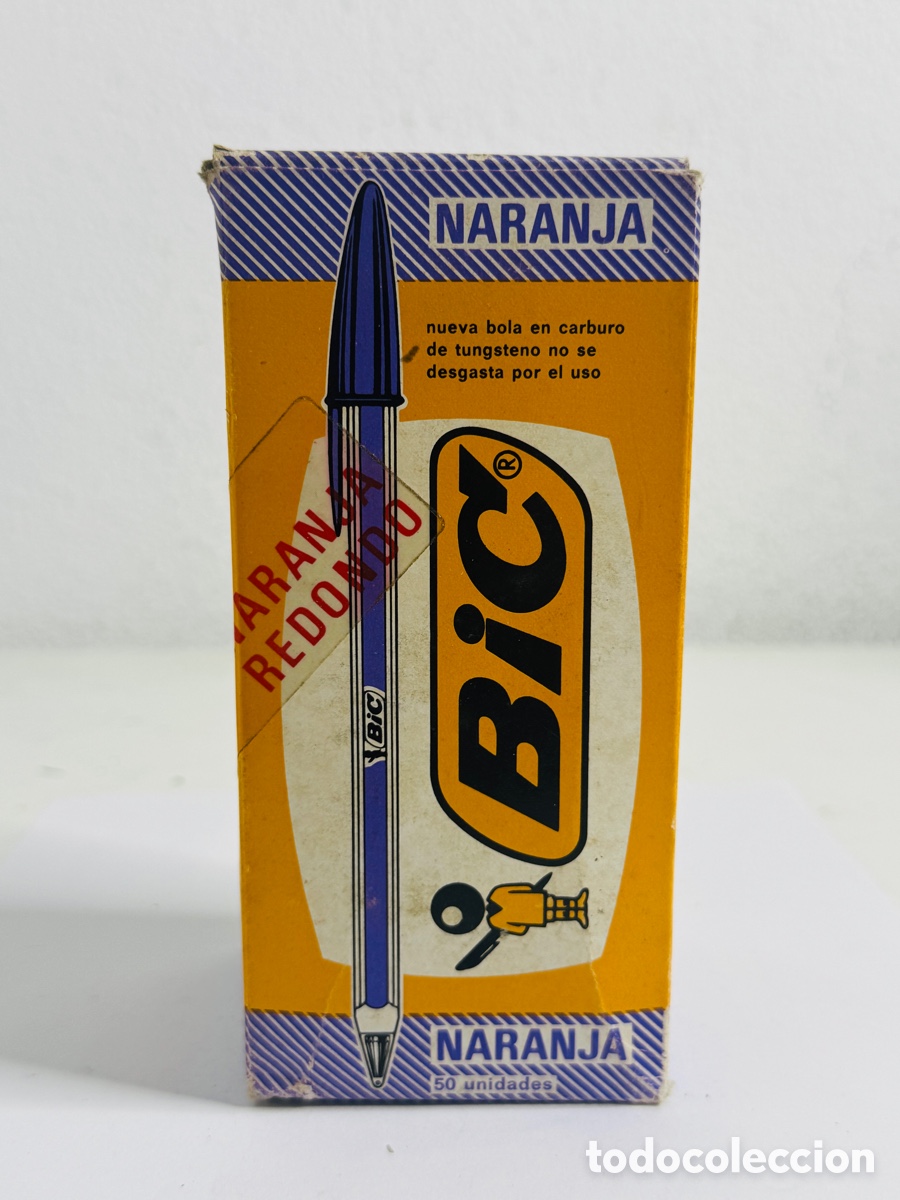 Vintage: Caja Vintage Bol&iacute;grafos BIC Naranja Punta Fina Azul