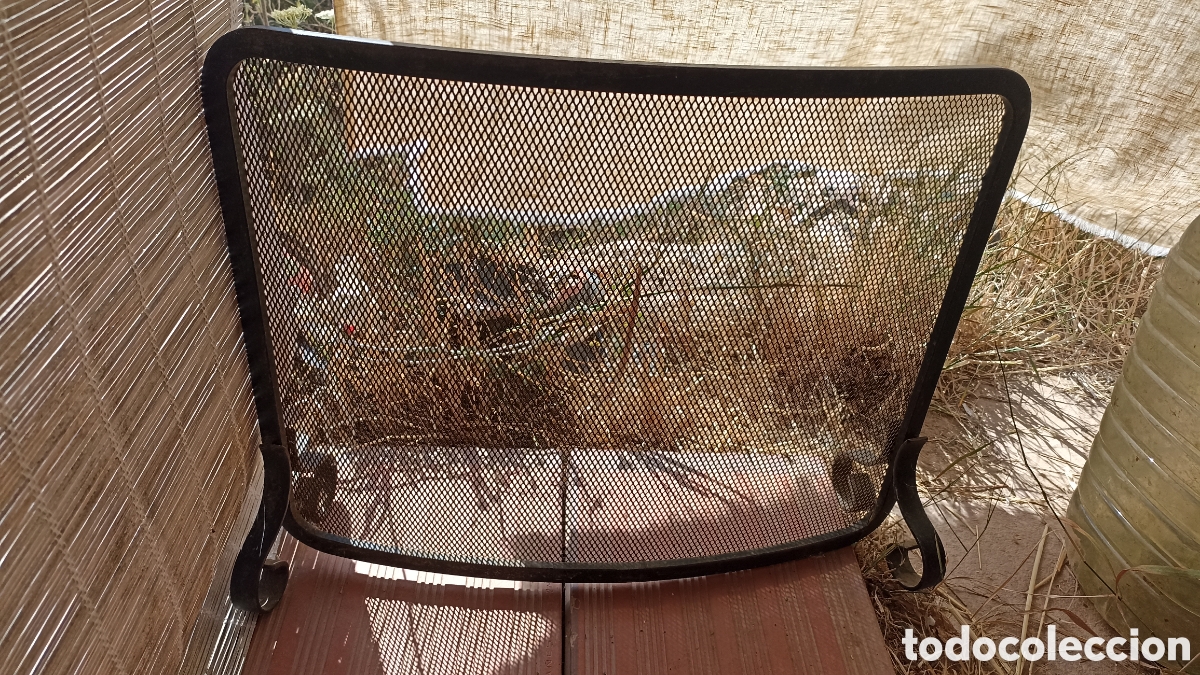 Vintage: Salvachispas protector para chimenea de hierro forjado (62 x 50 cm)