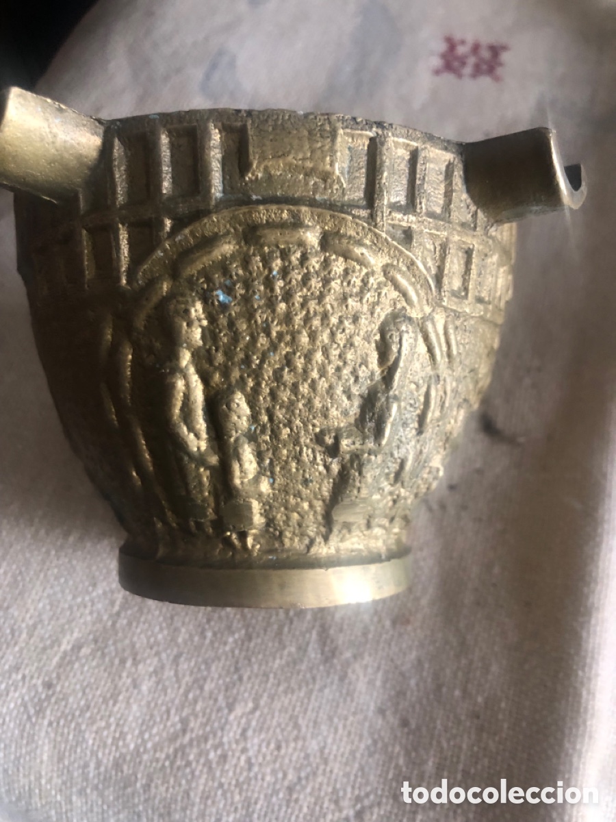 Vintage: cenicero de lat&oacute;n con forma de mortero - Foto 6
