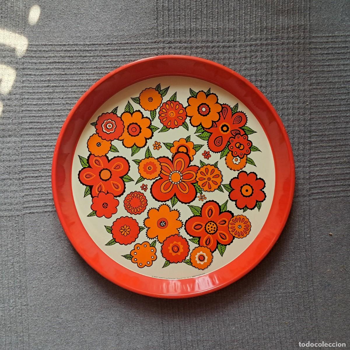 Vintage: BANDEJA VINTAGE METAL POP ART BARET WARE A&Ntilde;OS 70.