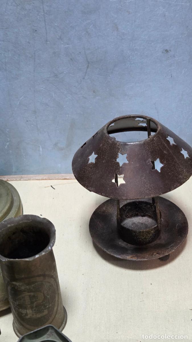 Vintage: 2 portavelas de chapa marron - Foto 2