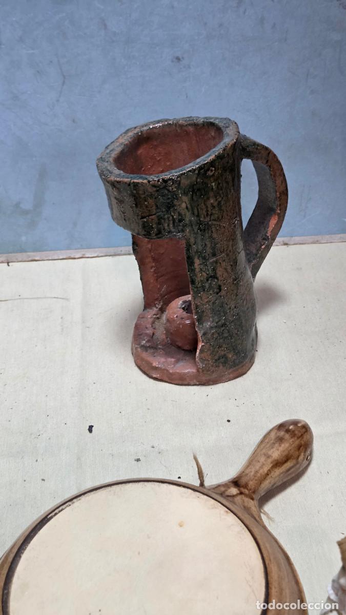 Vintage: portavela de barro cocido