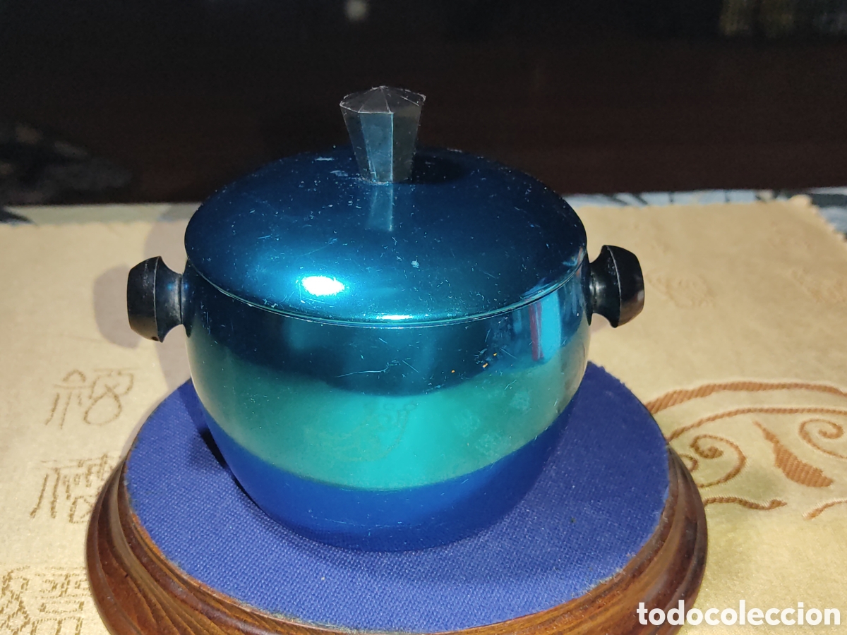 Vintage: Azucarero de aluminio anonizado en color azul metalizado.*3*