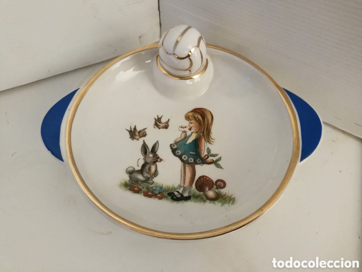Vintage: Antiguo plato t&eacute;rmico/calentador infantil con tap&oacute;n