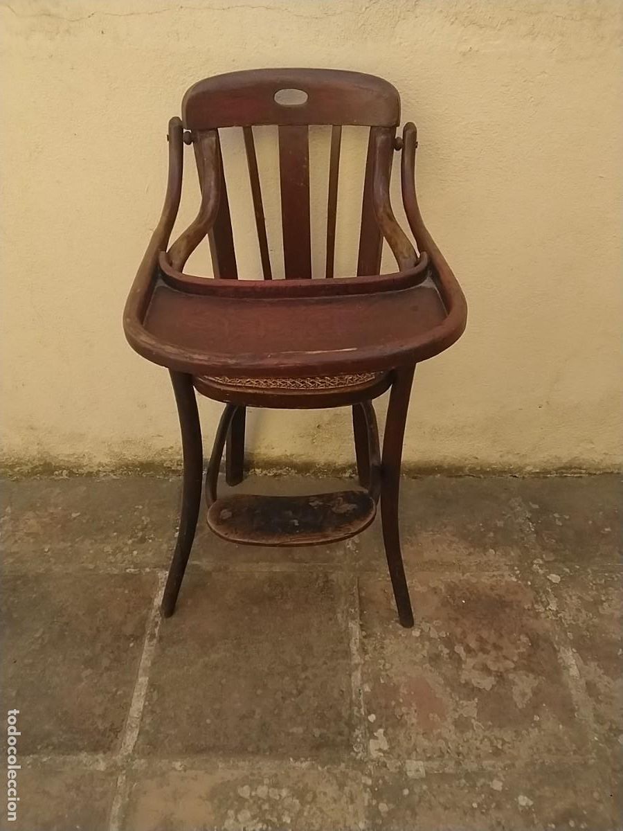 Vintage: ANTIGUA TRONA MADERA PARA BEBE NI&Ntilde;O PEQUE&Ntilde;O