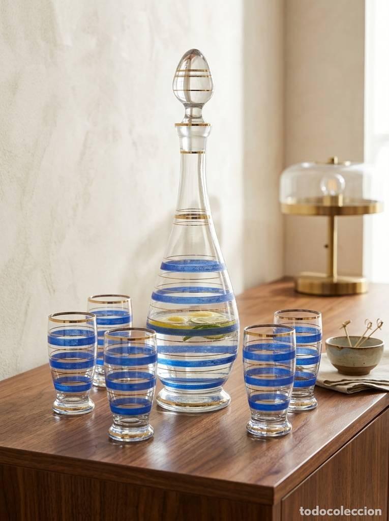 Vintage: LICORERA CON 6 VASOS