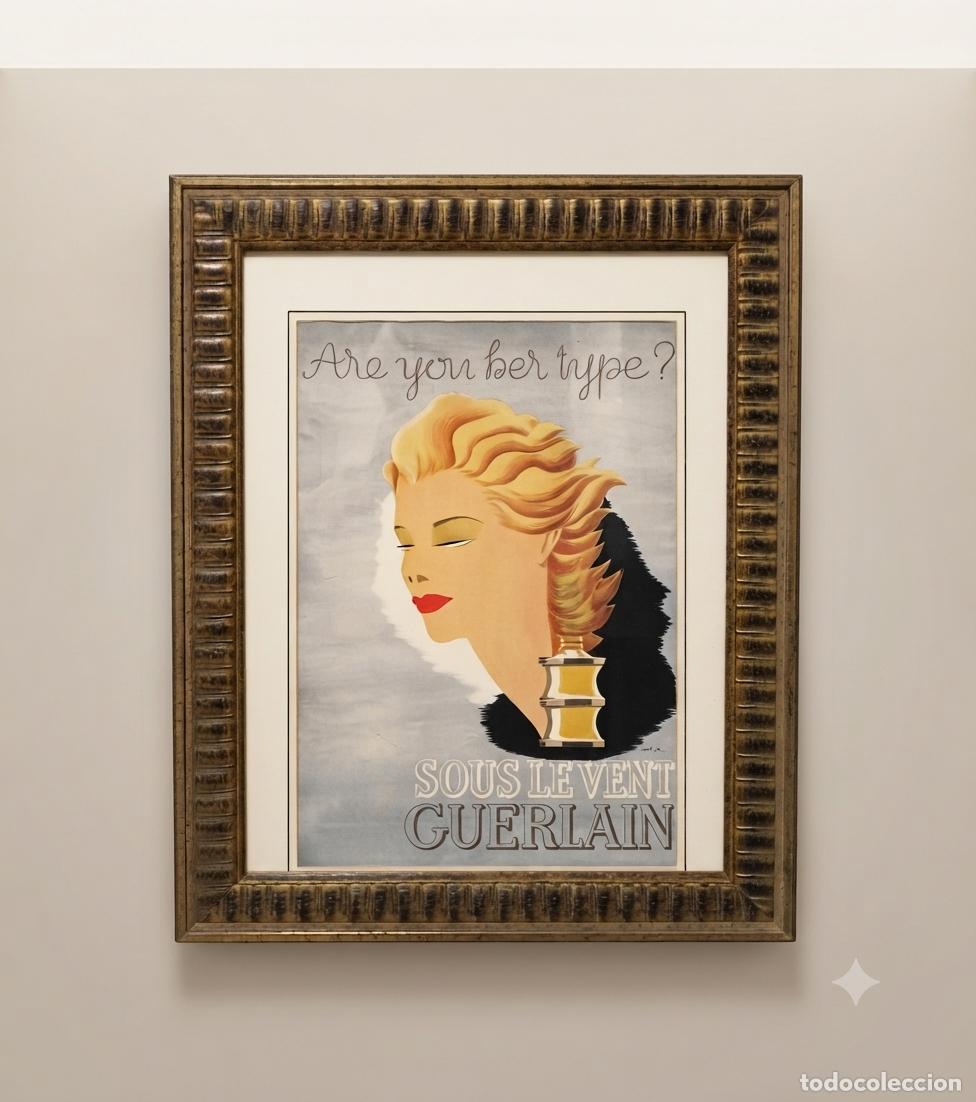 Vintage: Reproducci&oacute;n Antiguo Cartel Guerlain enmarcada.