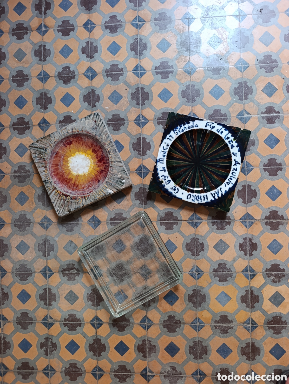 Vintage: Ceniceros cer&aacute;mica esmaltada y vidrio, 1960-70