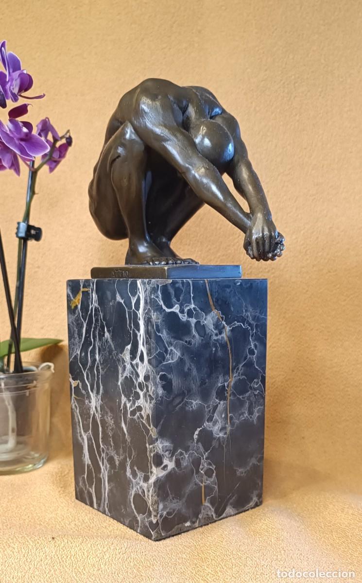 Vintage: Escultura de Bronce &rdquo;El Buceador&rdquo; (Milo) - 24 cm - Con Serie