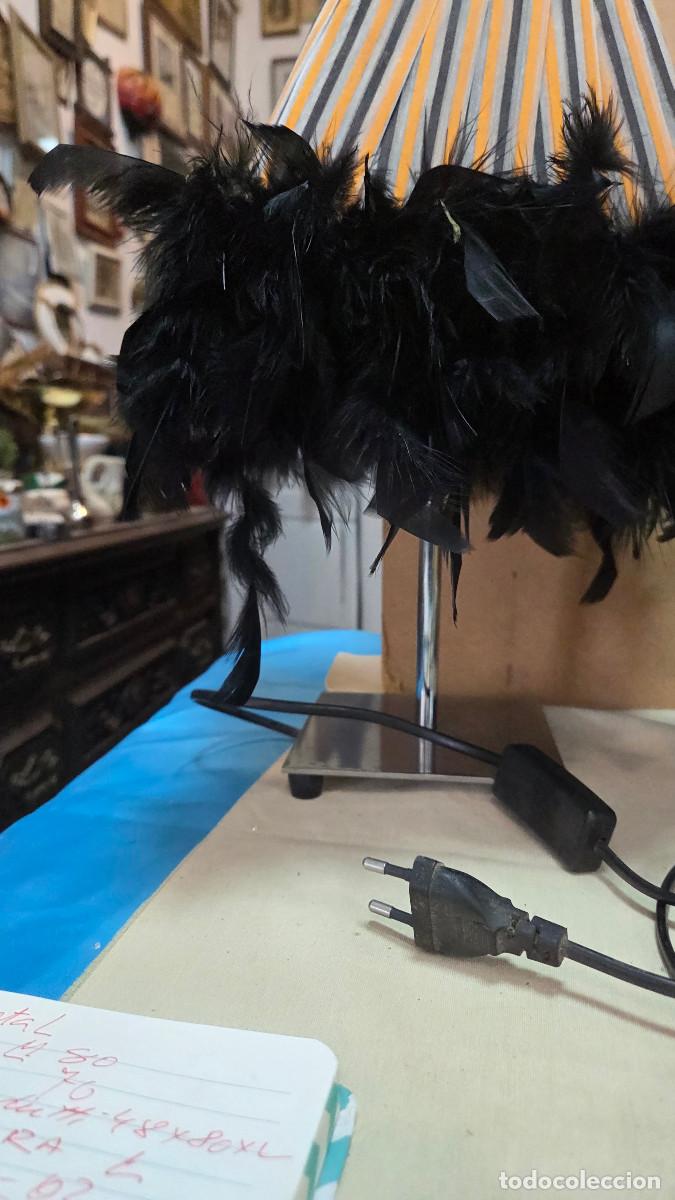 Vintage: 2 lamparas de mesa cromadas y con plumas - Foto 4
