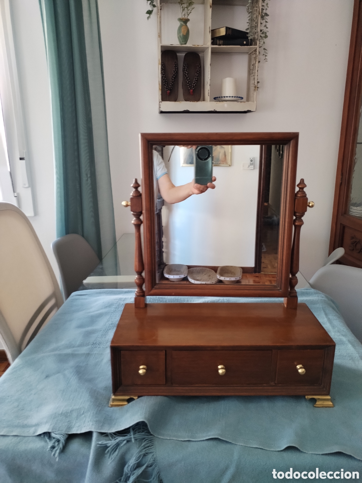 Vintage: Joyero espejo madera maciza