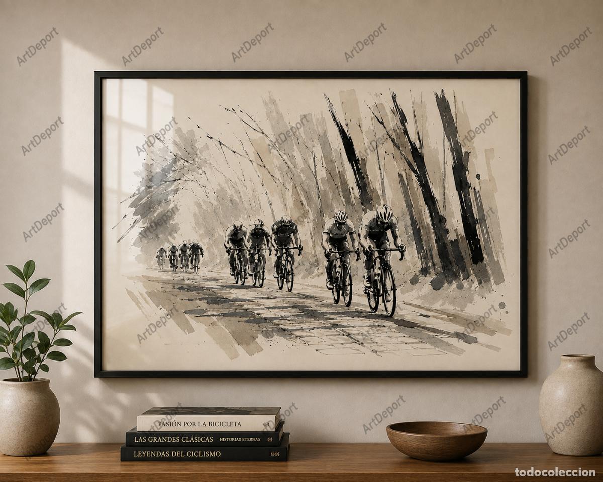 Vintage: Cuadro Ilustraci&oacute;n Ciclismo Carreras