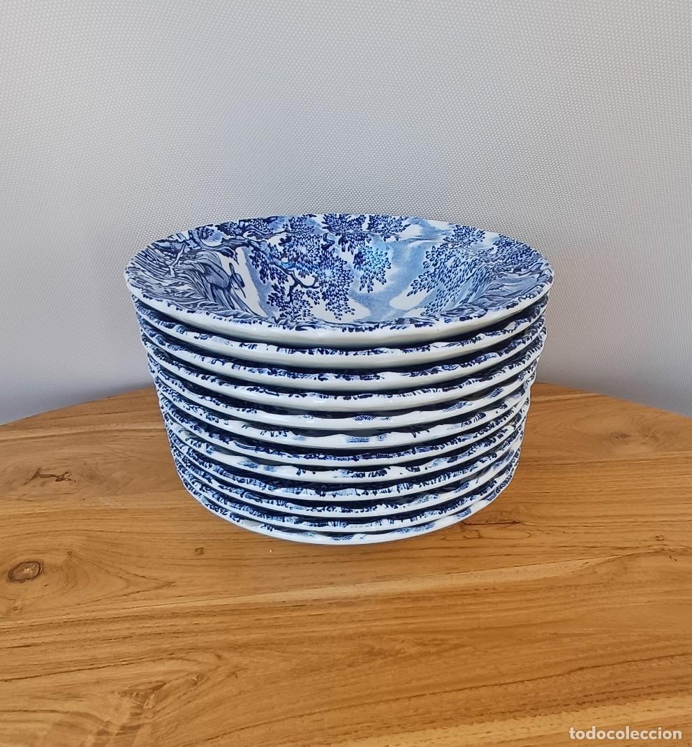 Vintage: Lote de 12 platos peque&ntilde;os hondos para aperitivo The Hunter by Myott
