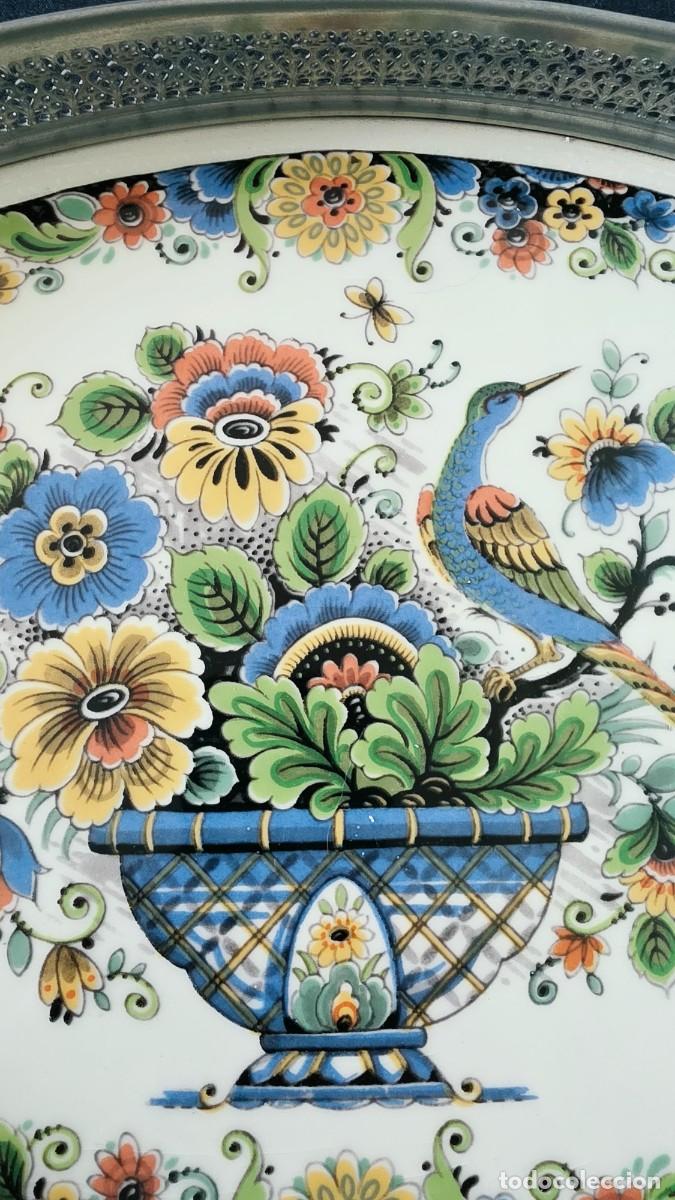 Vintage: Bandeja Ovalada Vintage Delft & Kurz Edeltin (c. 1960) Cer&aacute;mica Policromada Holandesa y Galer&iacute;a de