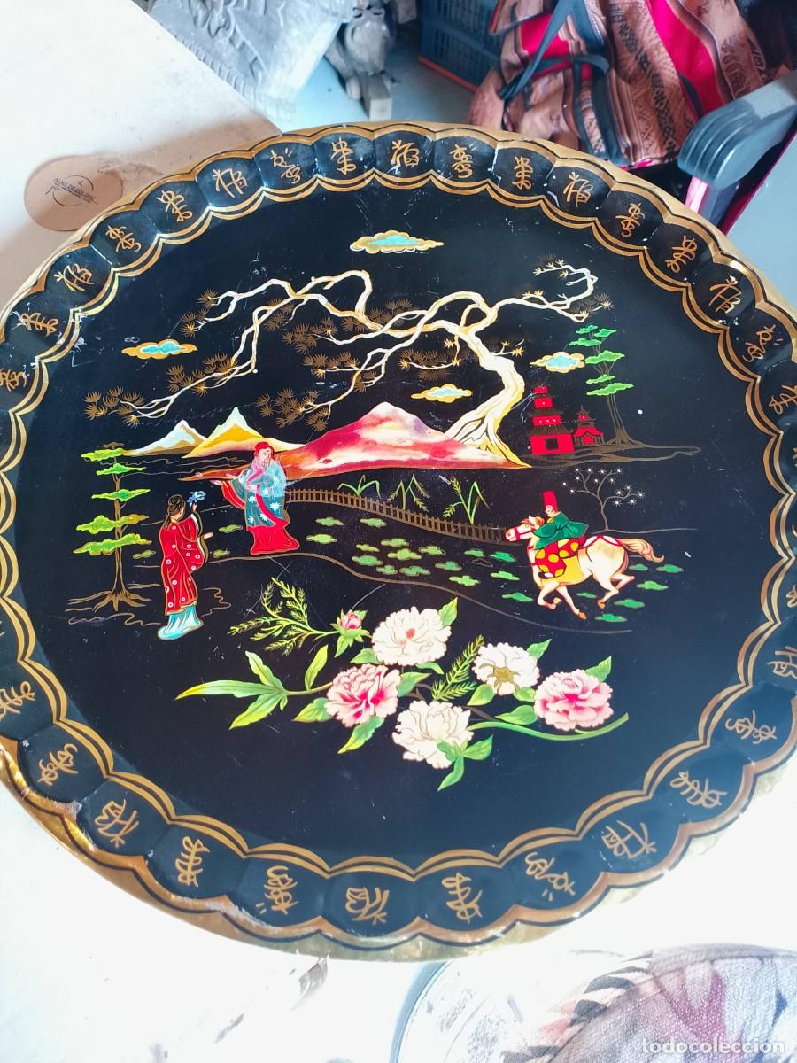 Vintage: Bandeja inglesa vintage metal motivos orientales
