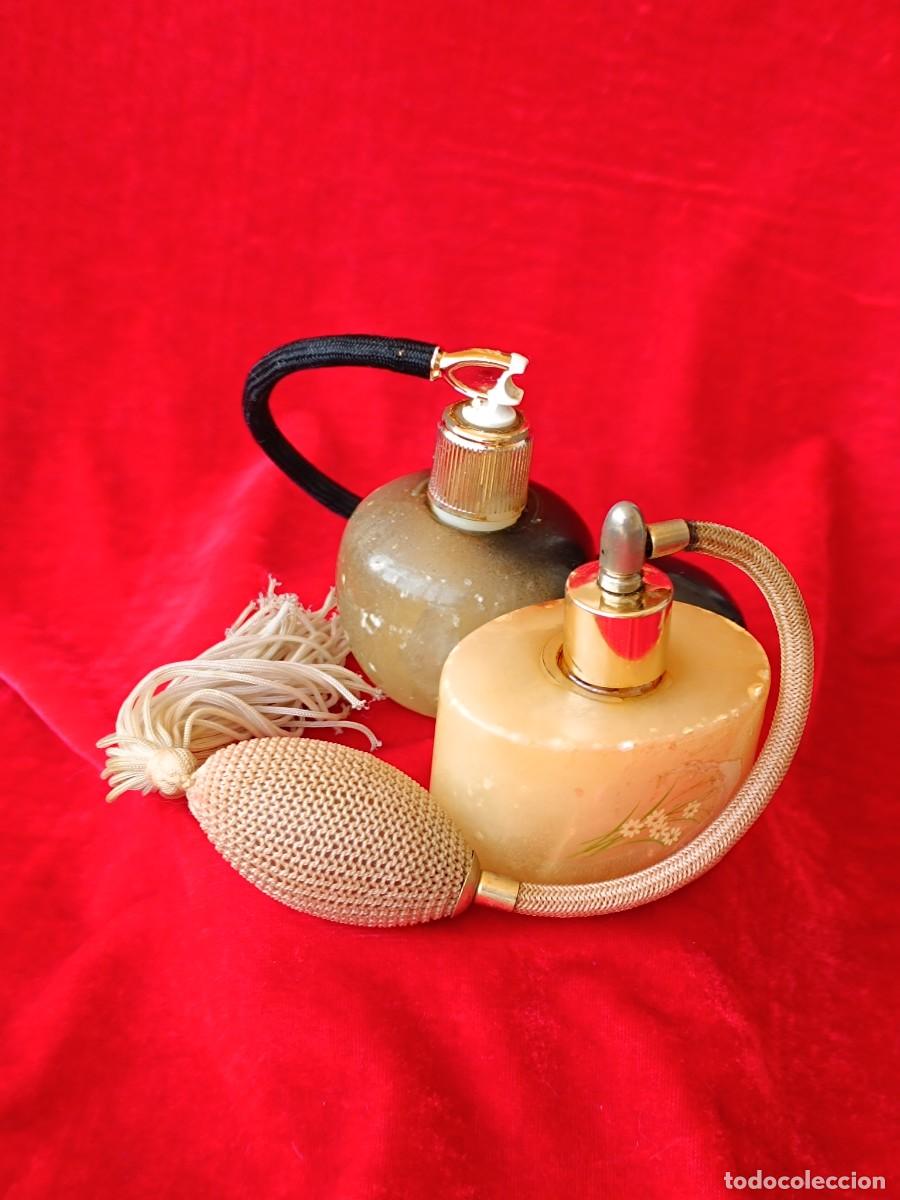 Vintage: Pareja atomizadores perfume piedra vintage