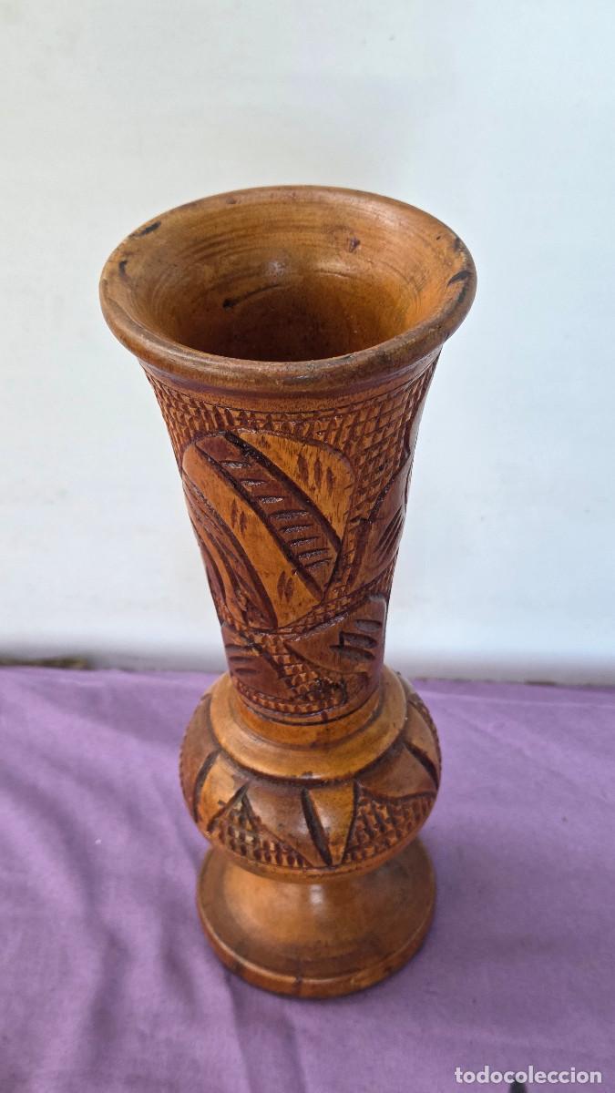 Vintage: jarron africano de madera labrada - Foto 2