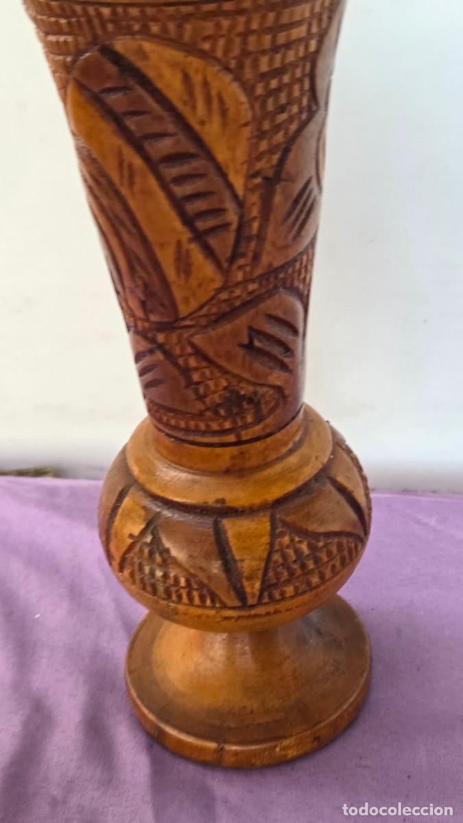 Vintage: jarron africano de madera labrada - Foto 4