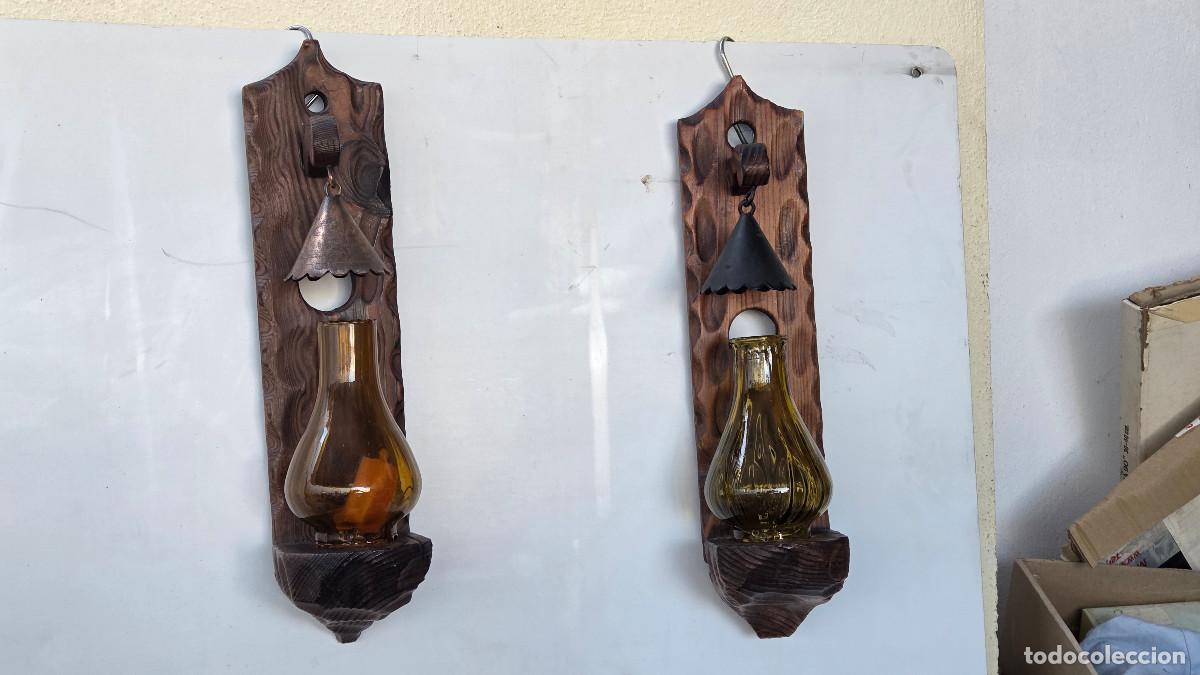 Vintage: parejas de apliques de pared madera rustica