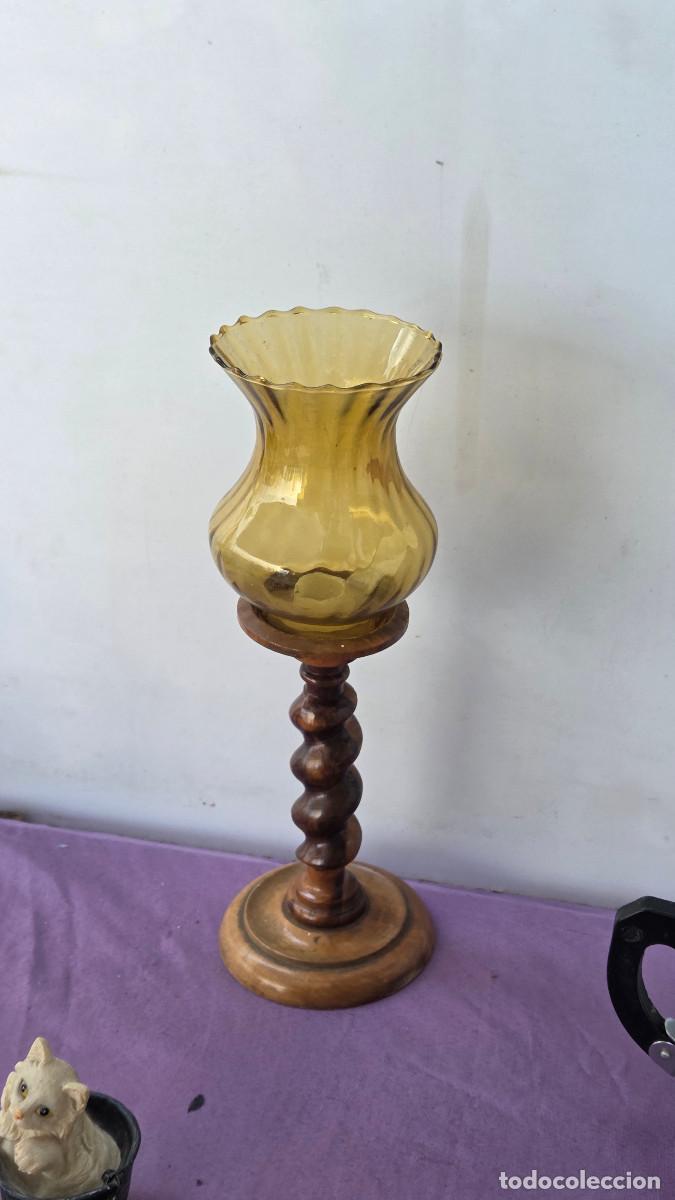 Vintage: lampara velon madera torneada