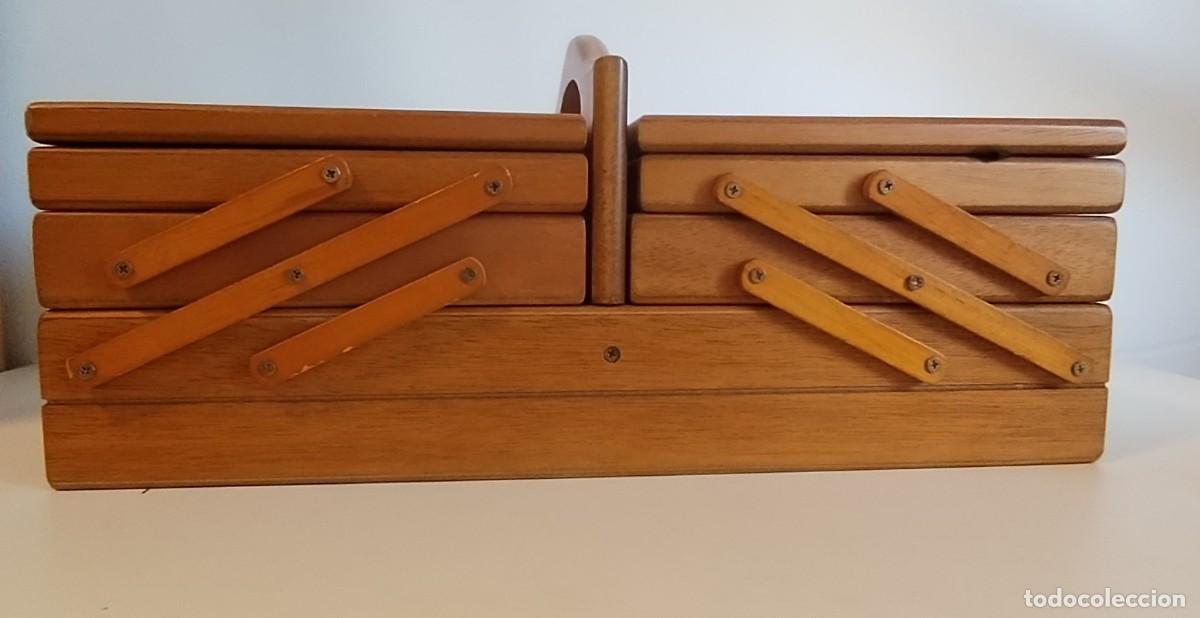 Vintage: COSTURERO MADERA - PLEGABLE ACORDEON - FORRADO