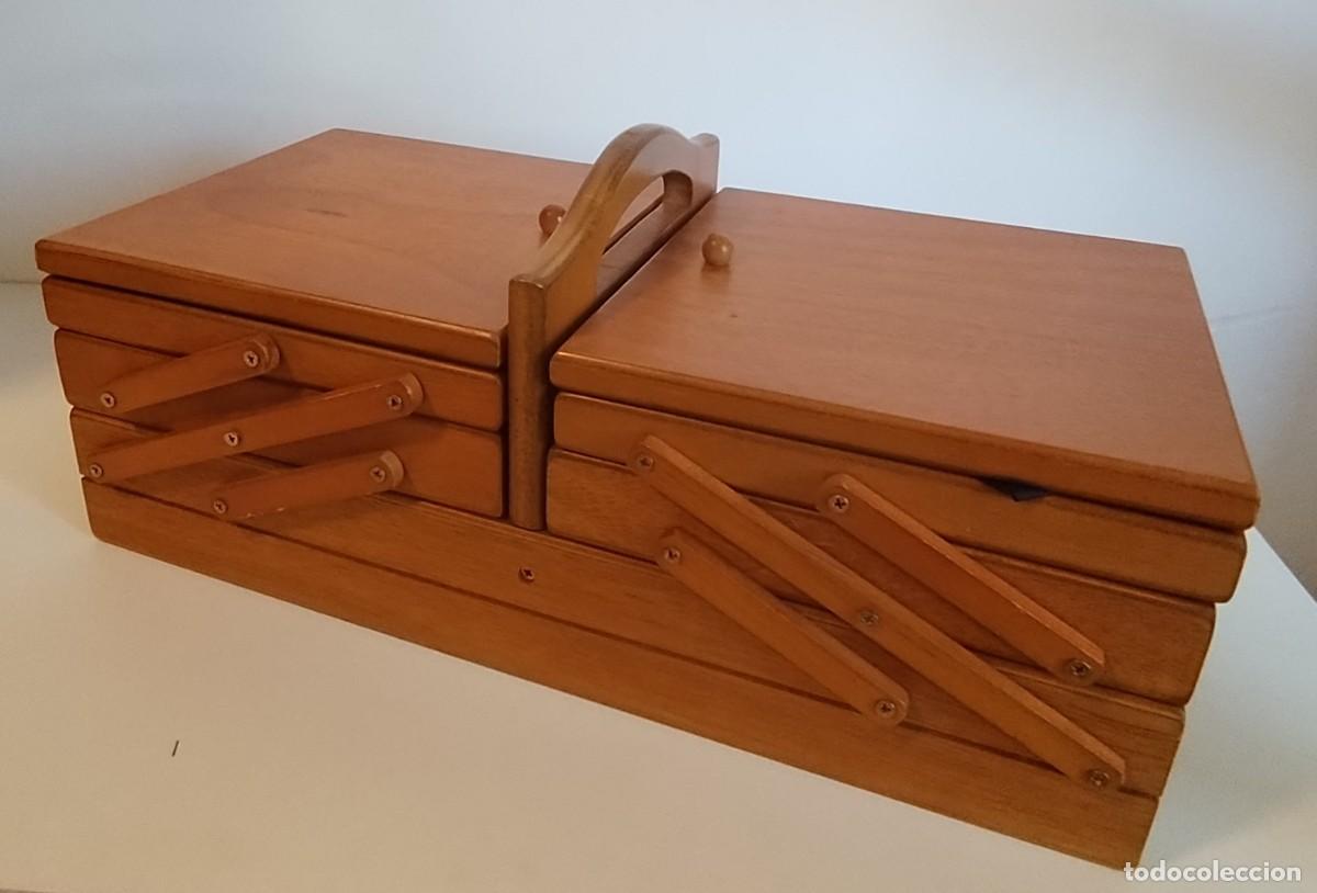 Vintage: COSTURERO MADERA - PLEGABLE ACORDEON - FORRADO