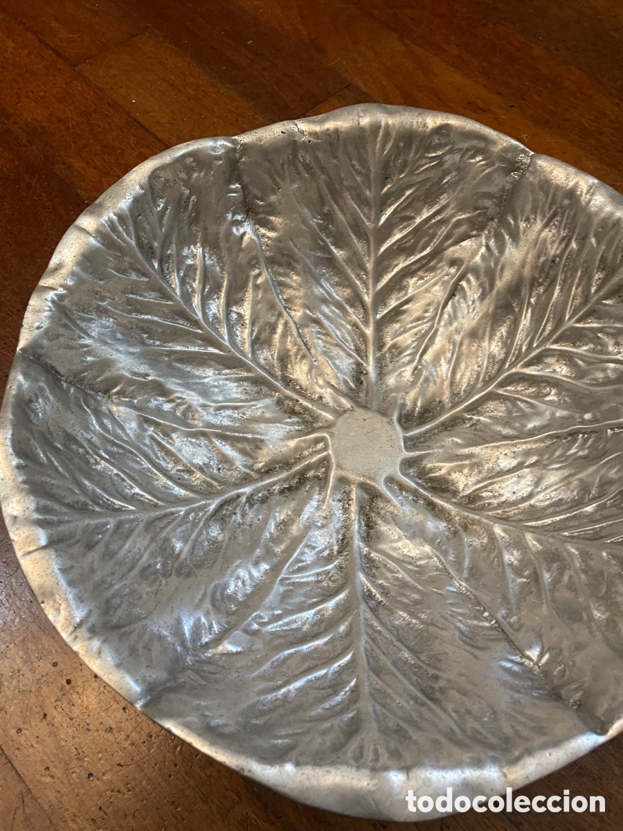 Vintage: Antiguo Cuenco de Aluminio Fundido Bruce Fox / Wilton - Dise&ntilde;o Hoja de Repollo / Lechuga (30 cm)