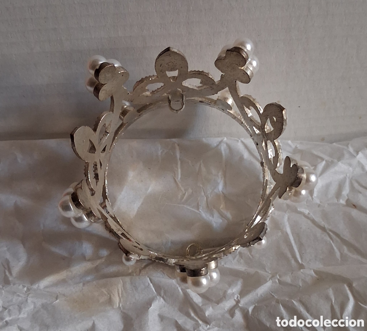 Vintage: Corona de metal con perlas - Foto 4