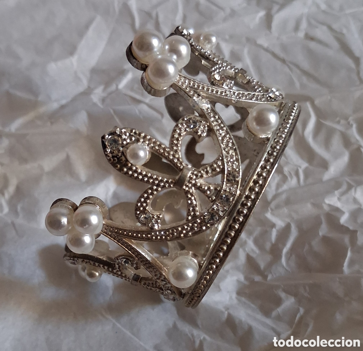 Vintage: Corona de metal con perlas - Foto 3