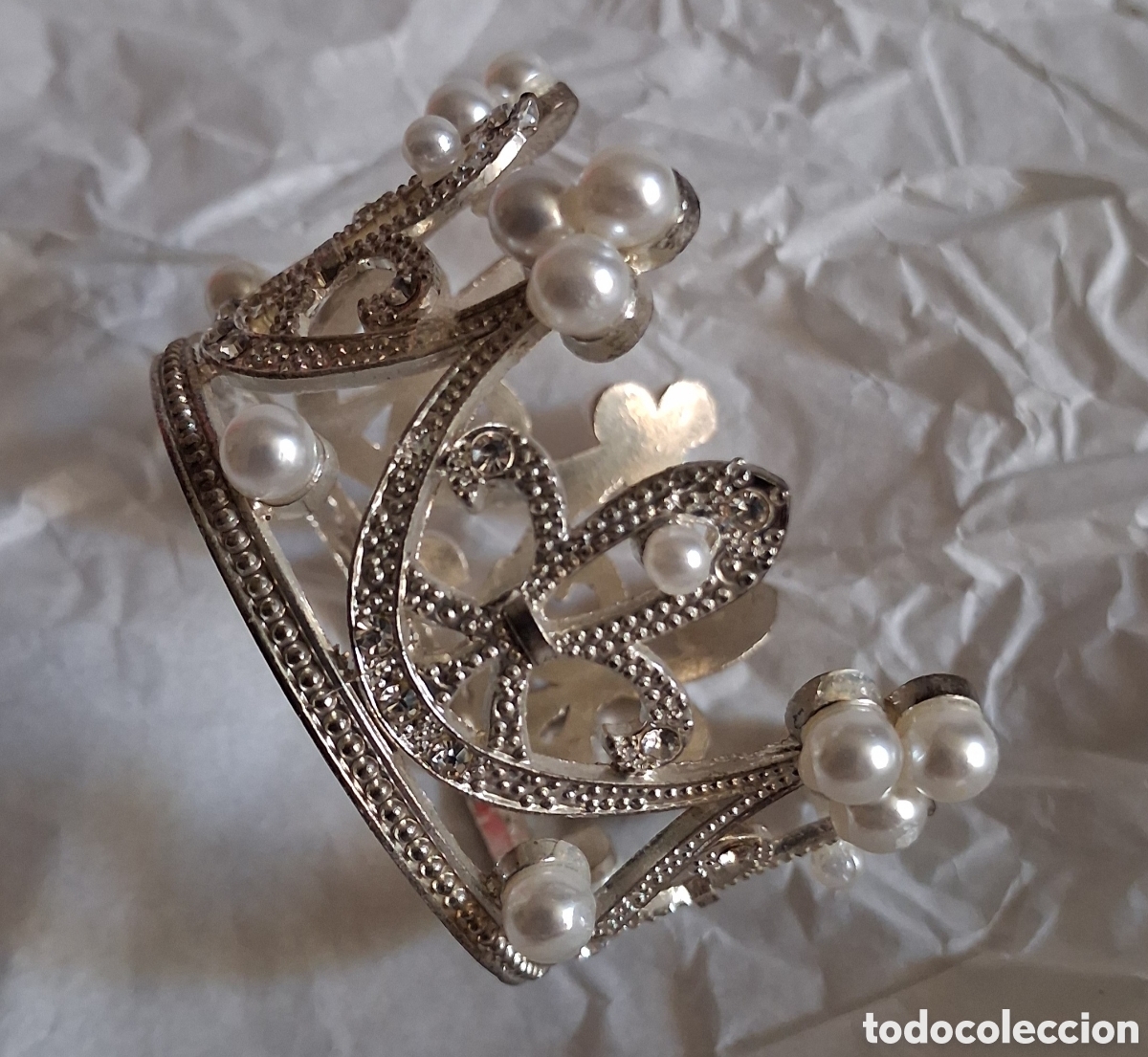 Vintage: Corona de metal con perlas - Foto 5