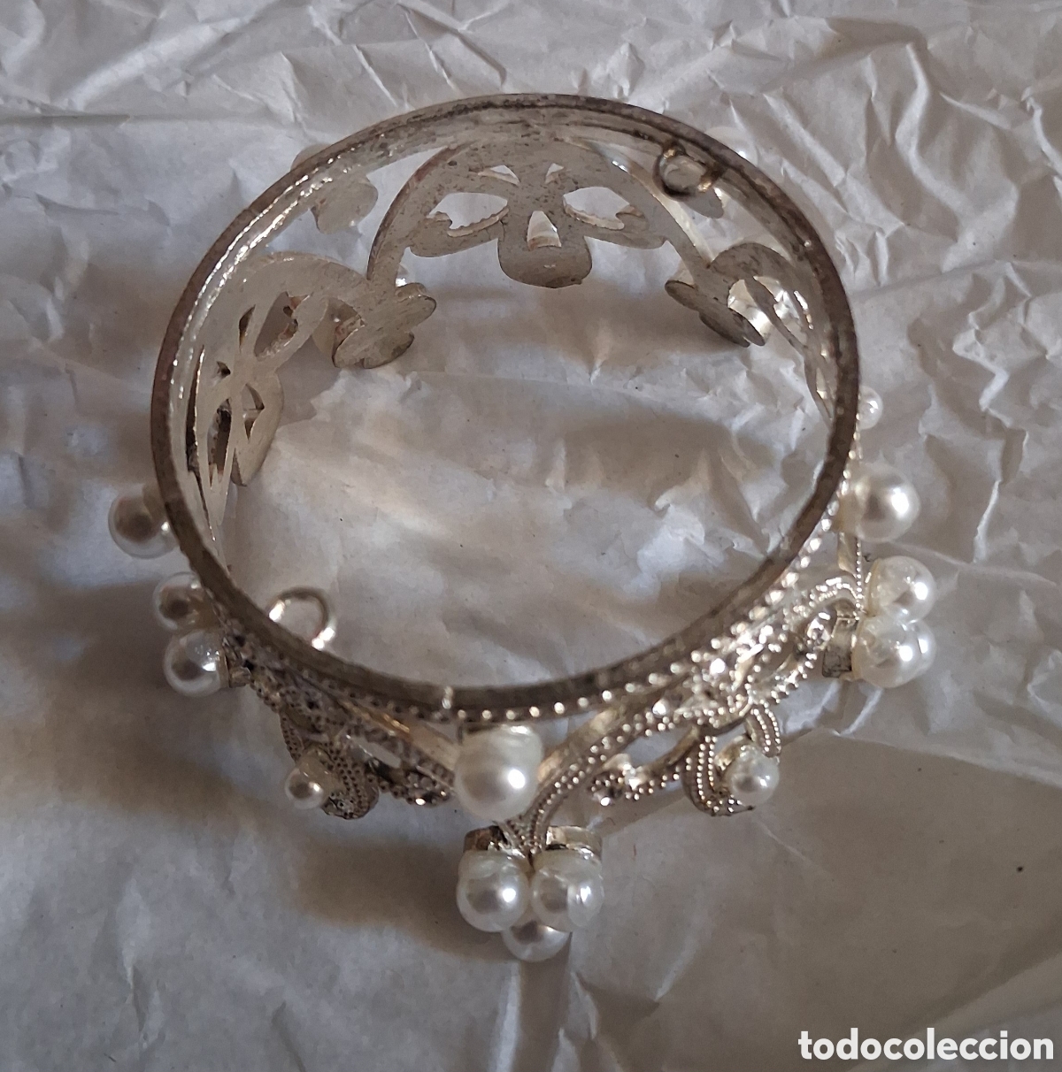 Vintage: Corona de metal con perlas - Foto 6
