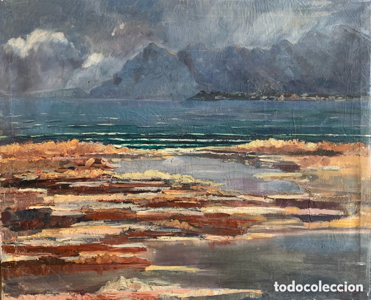 Vintage: Pintura Antonio &ldquo;Toni&rdquo; Mandilego, lienzo enmarcado con cristal, necesita restauraci&oacute;n
