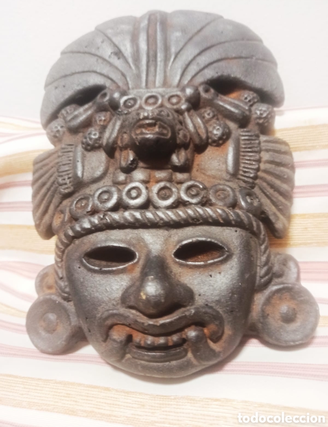 Vintage: M&aacute;scara Azteca de hierro colado