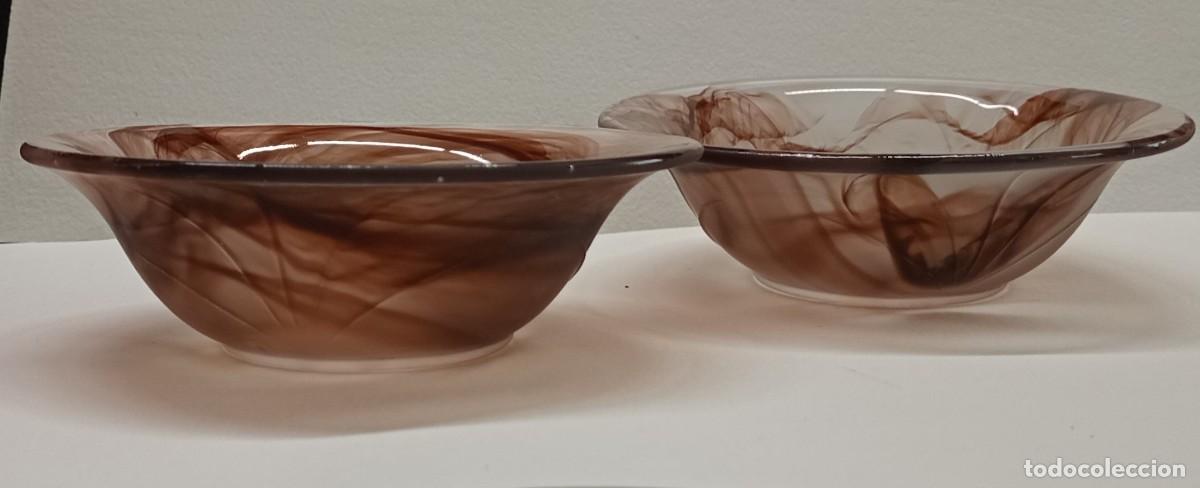 Vintage: 2 cuencos de cristal. Estilo art Dec&oacute;. A&ntilde;os 50.