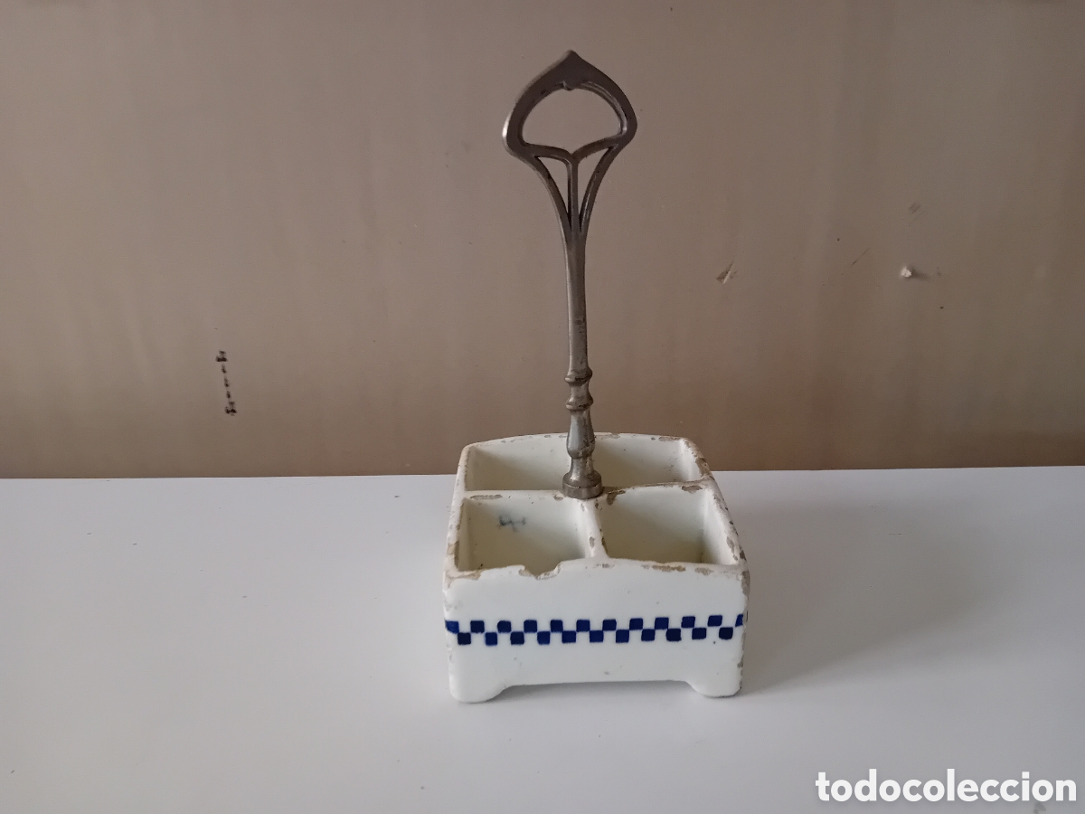 Vintage: Antiguo soporte cer&aacute;mica aceitera