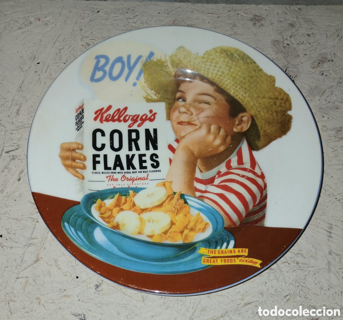 Vintage: Plato Cer&aacute;mica Publicidad Centenario Kellogg's Corn Flakes - Hecho en Colombia Edici&oacute;n 2005
