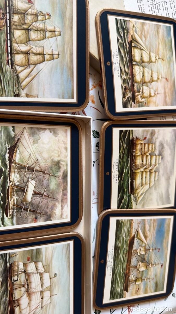 Vintage: Juego vintage 6 posavasos IMPERIAL &ndash; Clipper Ships &ndash; Barcos veleros &ndash; Caja original ScanDutch
