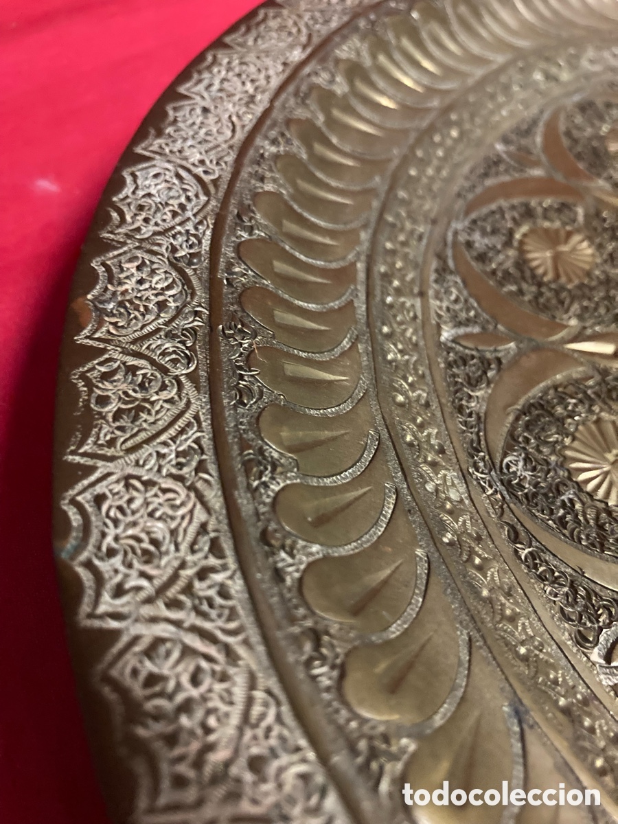 Vintage: PLATO DE LATON MARROQU&Iacute; MAROC - Foto 2